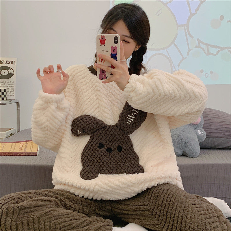 Winter Warm Thick Oversize Cartoon Pajama Brown - USA Hijab World