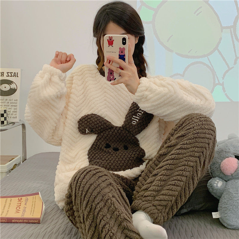 Winter Warm Thick Oversize Cartoon Pajama Brown - USA Hijab World