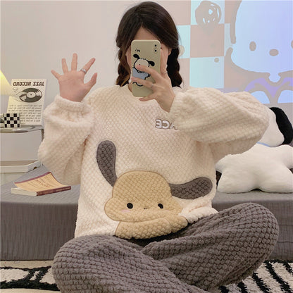 Winter Warm Thick Oversize Cartoon Pajama Brown & Beige - USA Hijab World