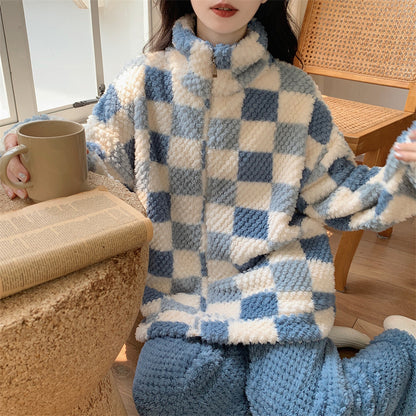 Winter pajama set for women winter sleepwear for girls Blue