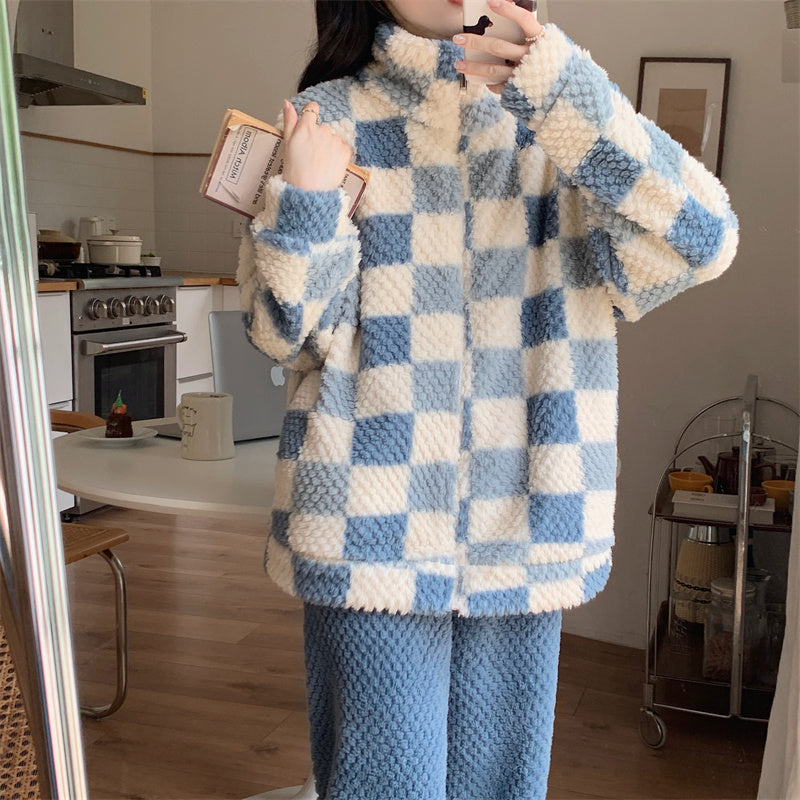 Winter pajama set for women winter sleepwear for girls Blue