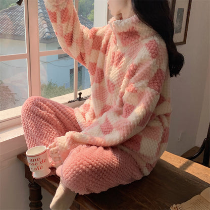 Winter Warm Thick Oversize Zippered Pajama Pink Squares - USA Hijab World