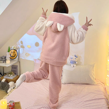 Winter Warm Thick Oversize Hooded Hello Kitty Pajama Set - USA Hijab World