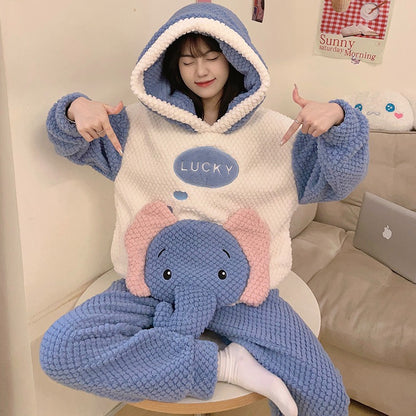 Winter Warm Thick Oversize Blue Dumbo Pajama - USA Hijab World