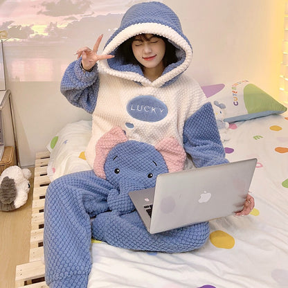 Winter Warm Thick Oversize Blue Dumbo Pajama - USA Hijab World