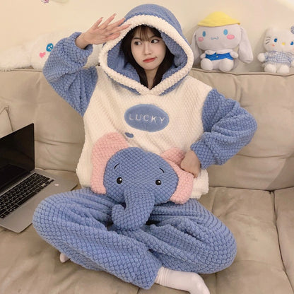 Winter Warm Thick Oversize Blue Dumbo Pajama - USA Hijab World