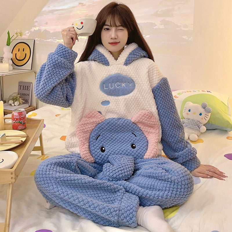 Winter Warm Thick Oversize Blue Dumbo Pajama - USA Hijab World