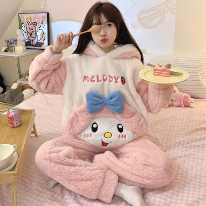 Winter Warm Thick Oversize Hooded Melody Cartoon Pajama - USA Hijab World