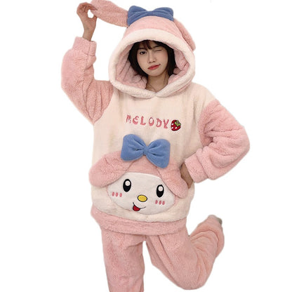 Winter Warm Thick Oversize Hooded Melody Cartoon Pajama - USA Hijab World