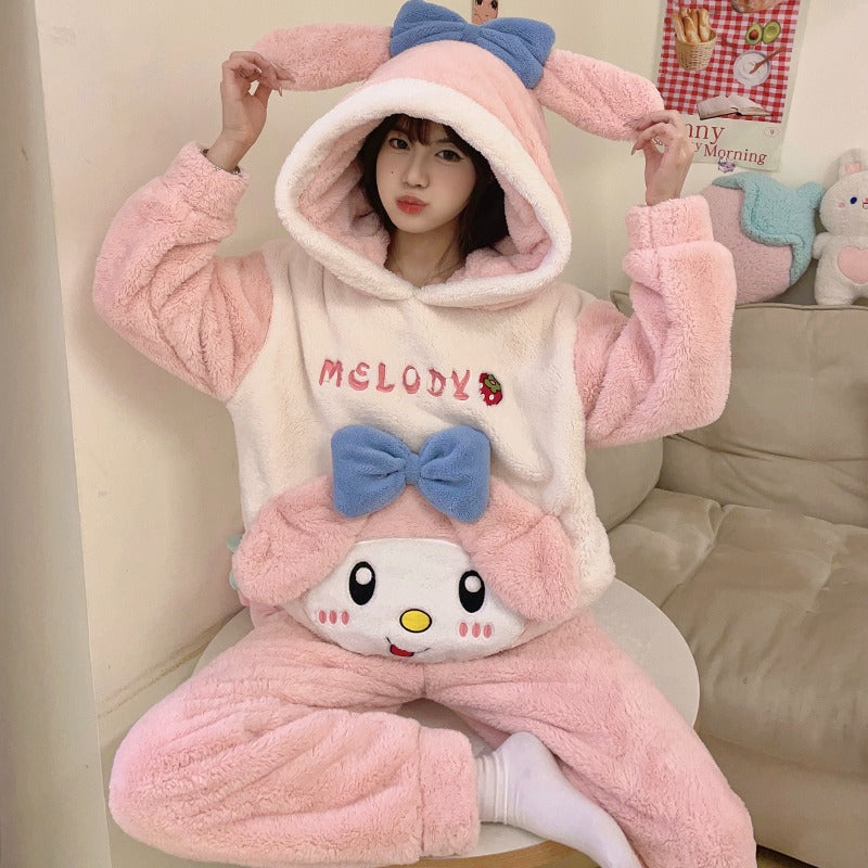 Winter Warm Thick Oversize Hooded Melody Cartoon Pajama - USA Hijab World