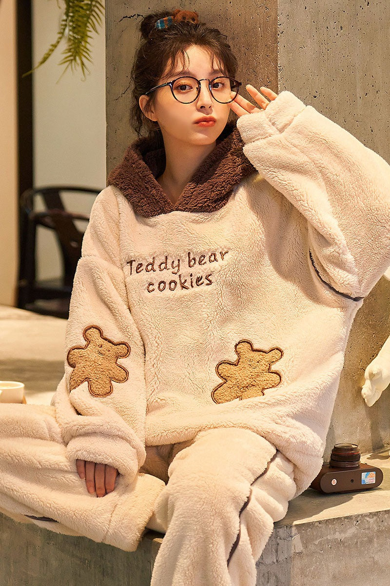 Winter Warm Thick Oversize Blue Teddy Bear Hooded Pajama - USA Hijab World