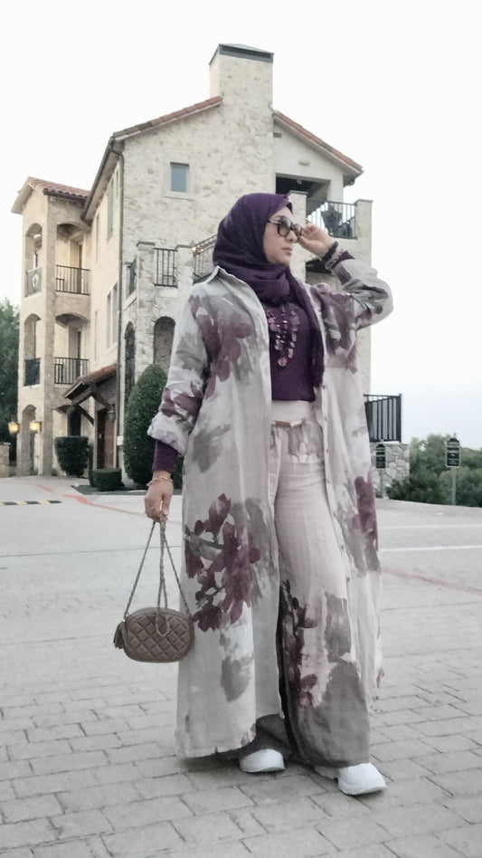 Italian Linen Dress Set with Pant  Beige