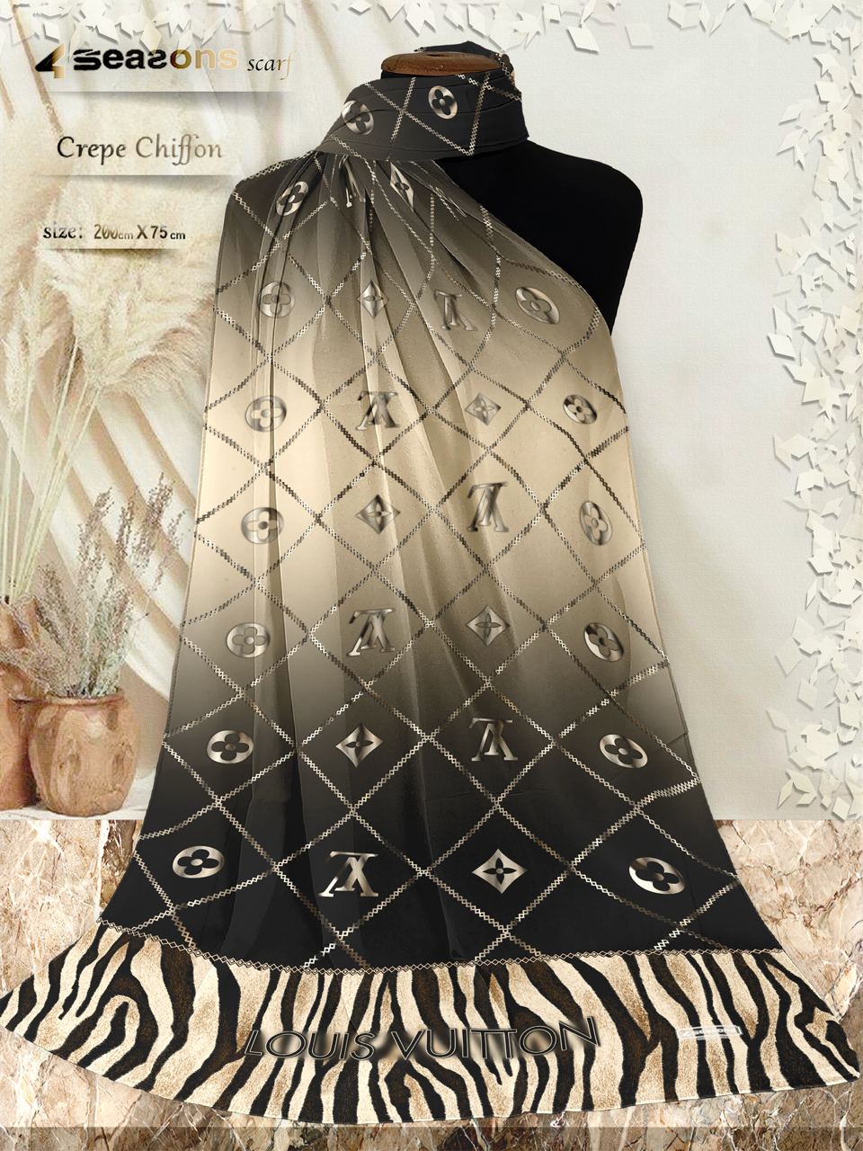 Crepe Chiffon Brand name Louis Vuitton2 - USA Hijab World