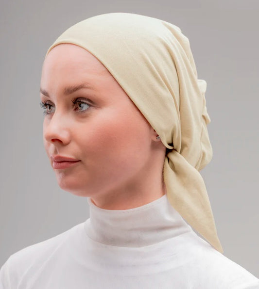 Le Voile No Thread Under scarf Egyptian Cotton with Tie-Back Cream
