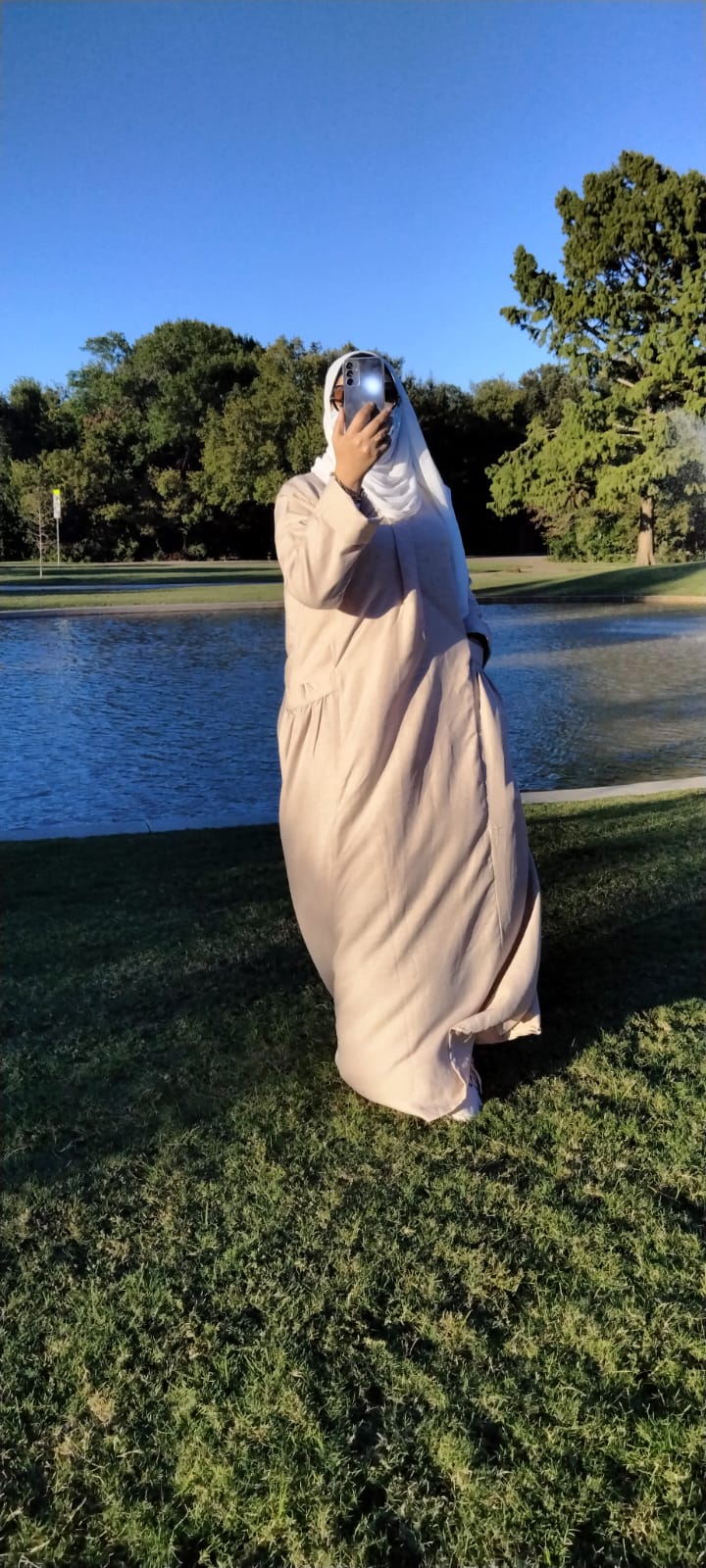 Long Sleeve Maxi Linen Dress Beige - USA Hijab World