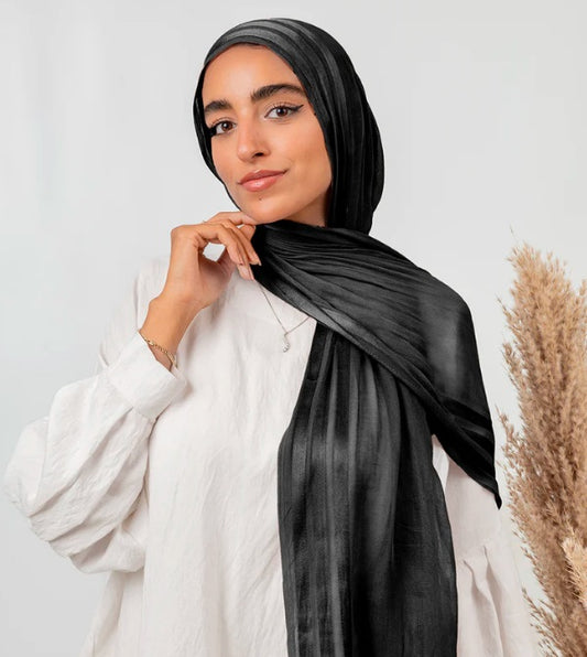 Chiffon & Satin Le Voile Splendor Scarf Black