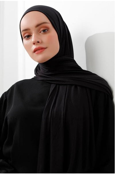 Turkish Premium Jersey Shawl Black - USA Hijab World