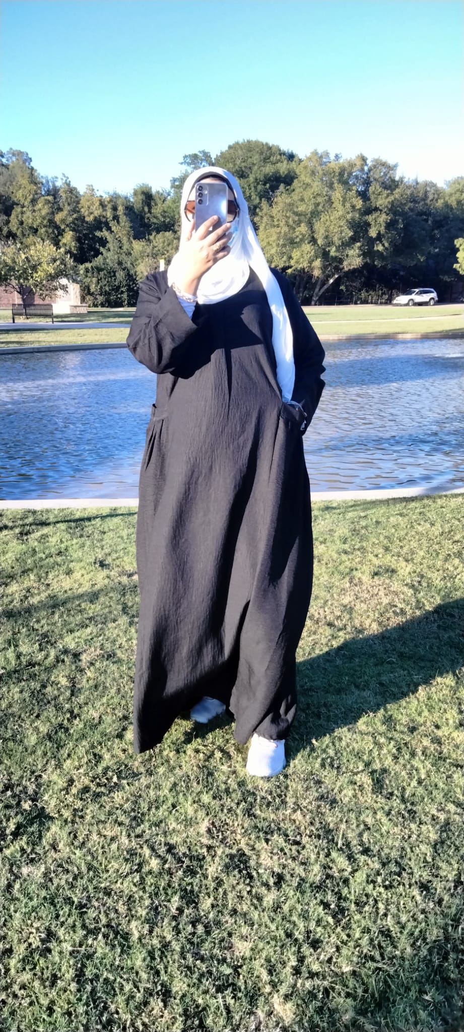 Long Sleeve Maxi Linen Dress Black - USA Hijab World