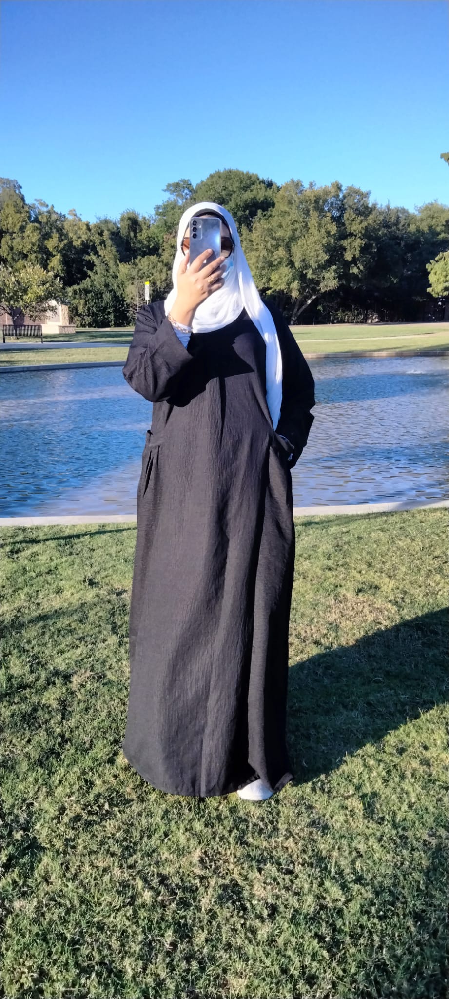 Long Sleeve Maxi Linen Dress Black - USA Hijab World