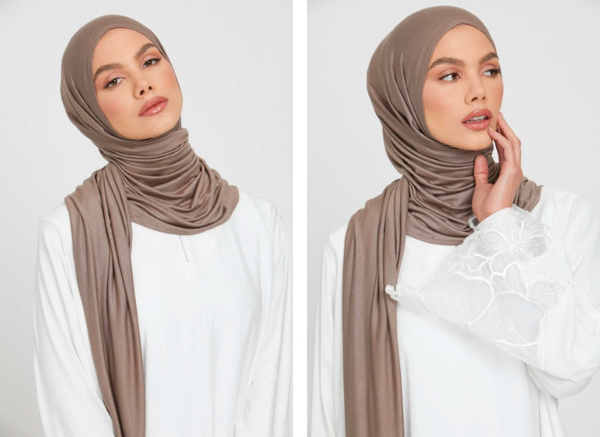 Turkish Premium Jersey Shawl Cafe Latte - USA Hijab World