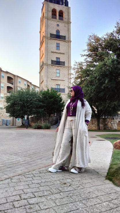 2025 Italian Cardigan Linen Set with Pants Beige