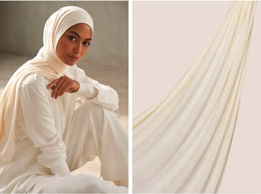 Turkish Premium Jersey Shawl Cream - USA Hijab World