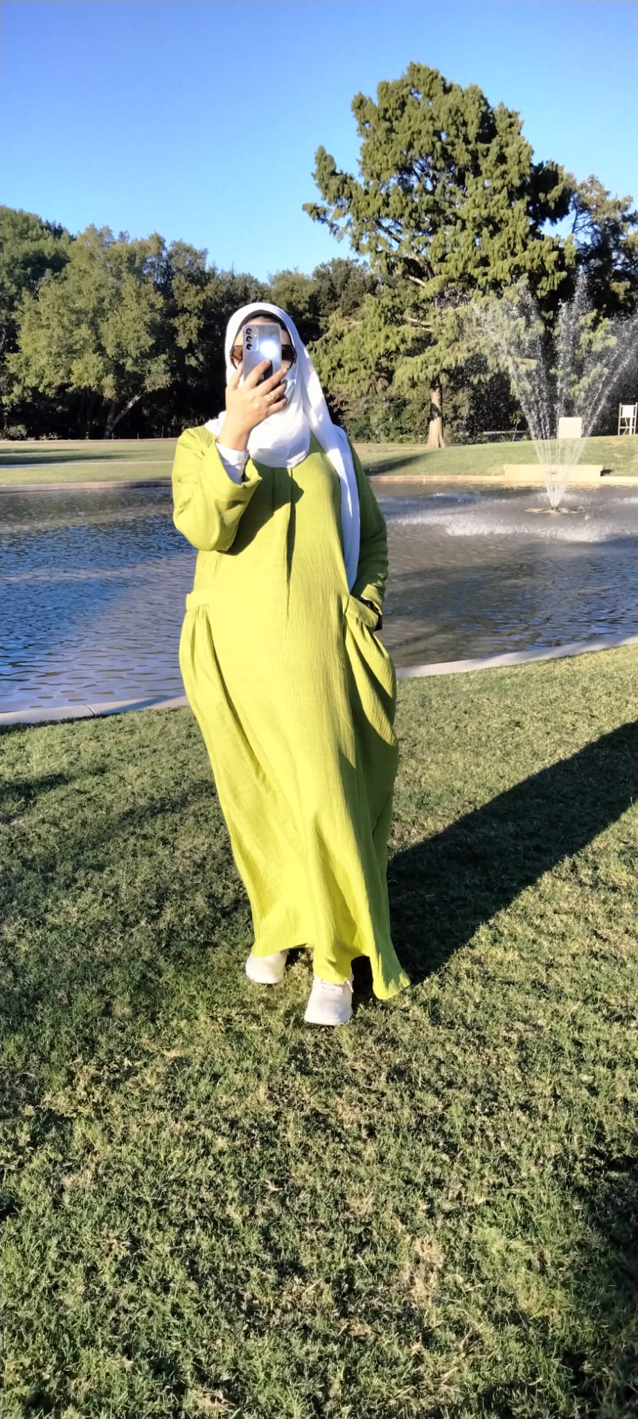 Long Sleeve Maxi Linen Dress Lime Green - USA Hijab World