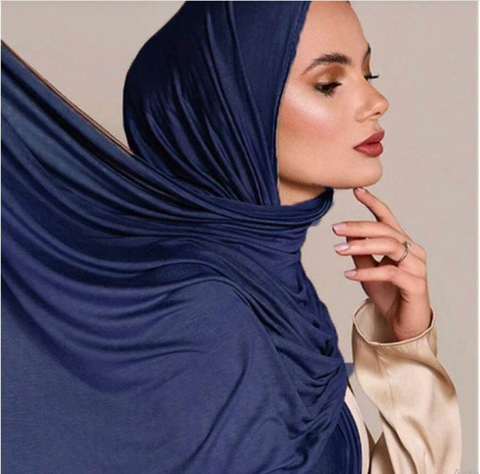 Turkish Premium Jersey Shawl Navy Blue - USA Hijab World