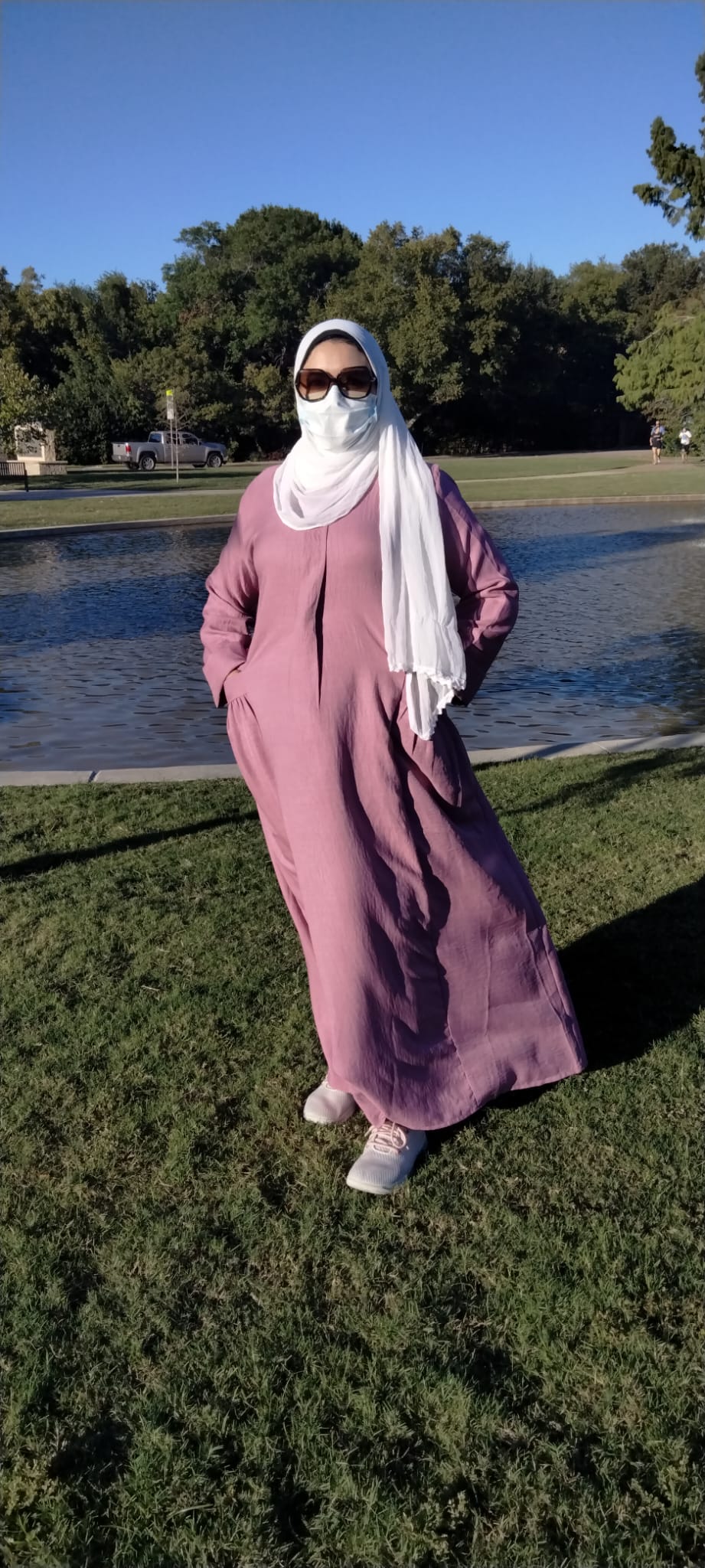 Long Sleeve Maxi Linen Dress Pink - USA Hijab World