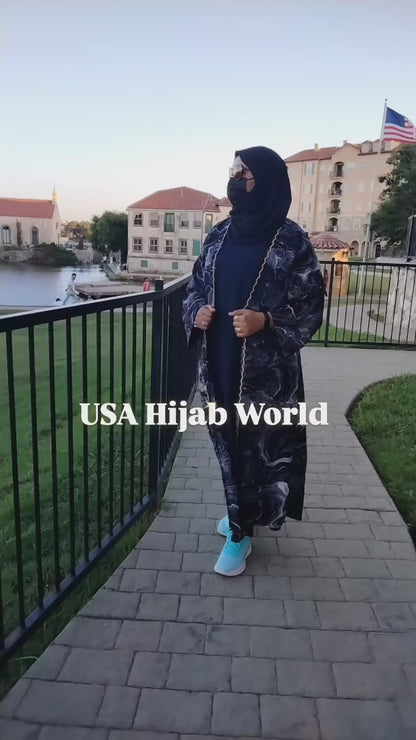 4 Piece Dubai Open Abaya Royal Blue