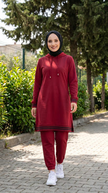 Turkish Hooded Long Tunnel 2 Piece Set Tunic