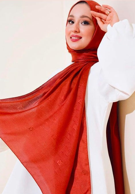 Turkish Shiny Jacquard Pattern Cotton Shawl Havan - USA Hijab World