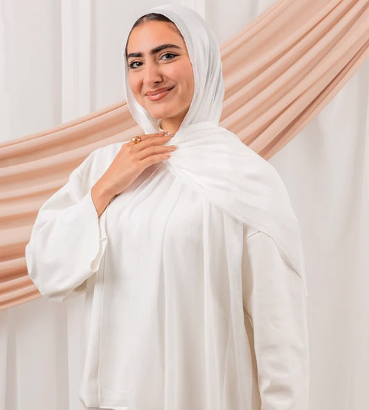 Chiffon & Satin Le Voile Striped Chiffon Scarf Crinkle Offwhite