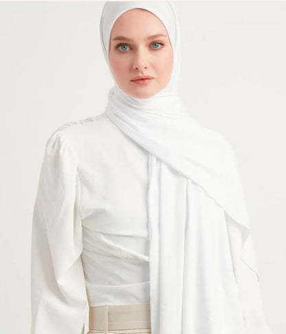 Turkish Premium Jersey Shawl White - USA Hijab World